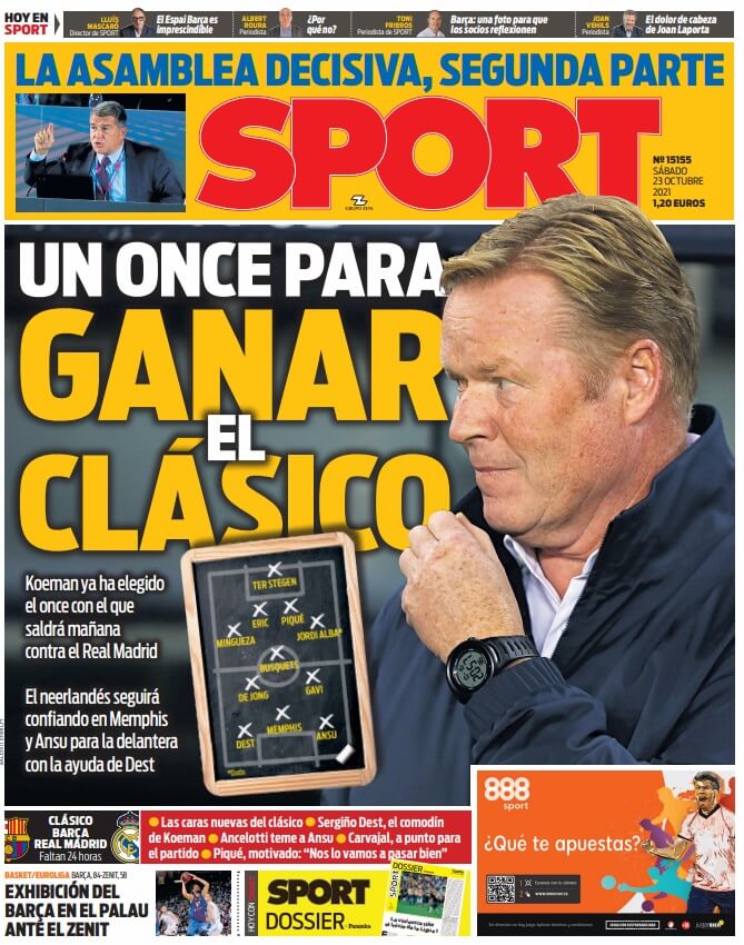 Portadas Deportivas de España 23/10/2021
