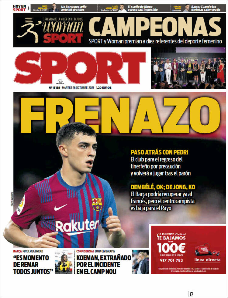 Portadas Deportivas de España 26/10/2021