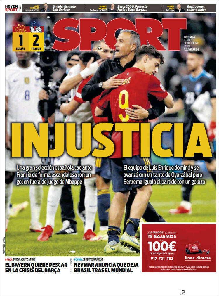 Portadas Deportivas de España 11/10/2021 