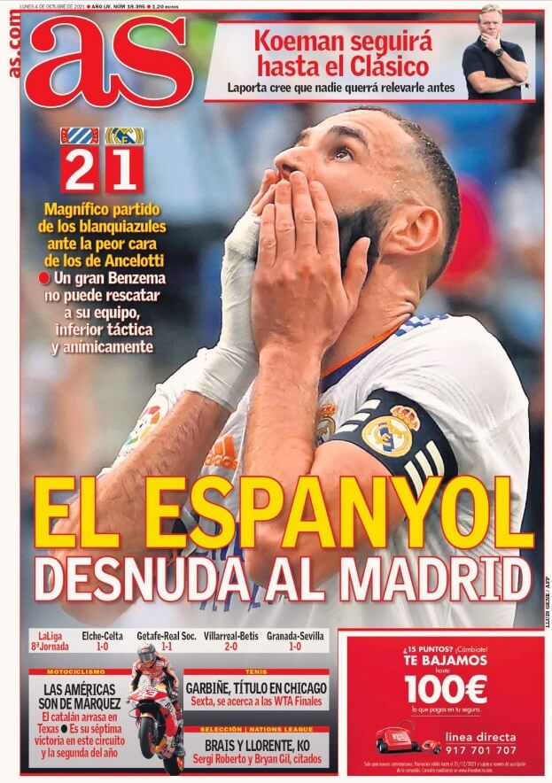 Portadas Deportivas de España 4/10/2021