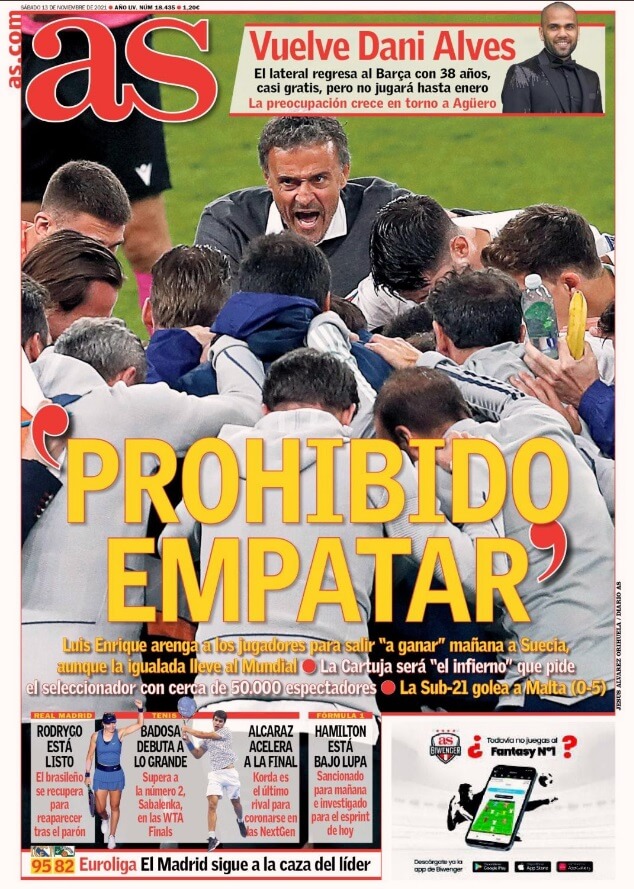 Portadas Deportivas Sábado 13/11/2021 Portadas Deportivas Sábado 13/11/2021