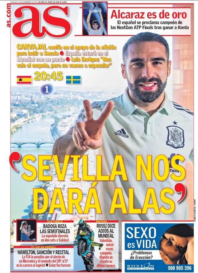 Portadas Deportivas Lunes 14/11/2021