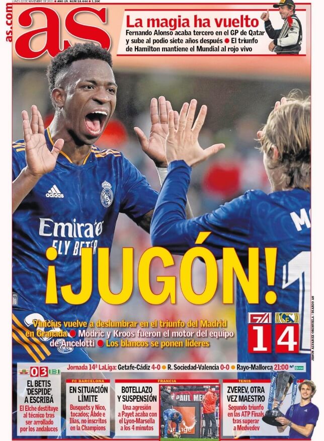 Portadas Deportivas Lunes 22/11/2021 Portadas Deportivas Lunes 22/11/2021