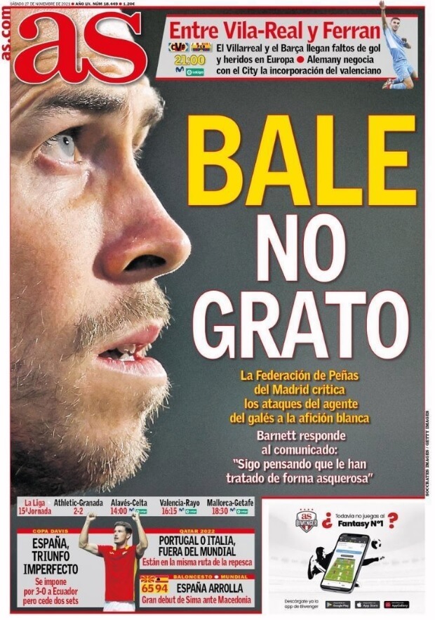 Portadas Deportivas Sábado 27/11/2021 Portadas Deportivas Sábado 27/11/2021