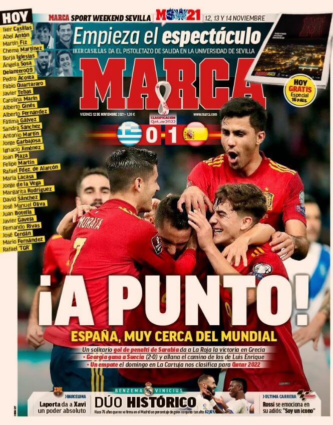Portadas Deportivas Viernes 12/11/2021