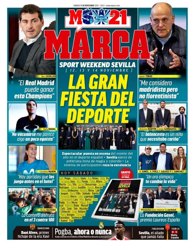 Portadas Deportivas Sábado 13/11/2021 Portadas Deportivas Sábado 13/11/2021
