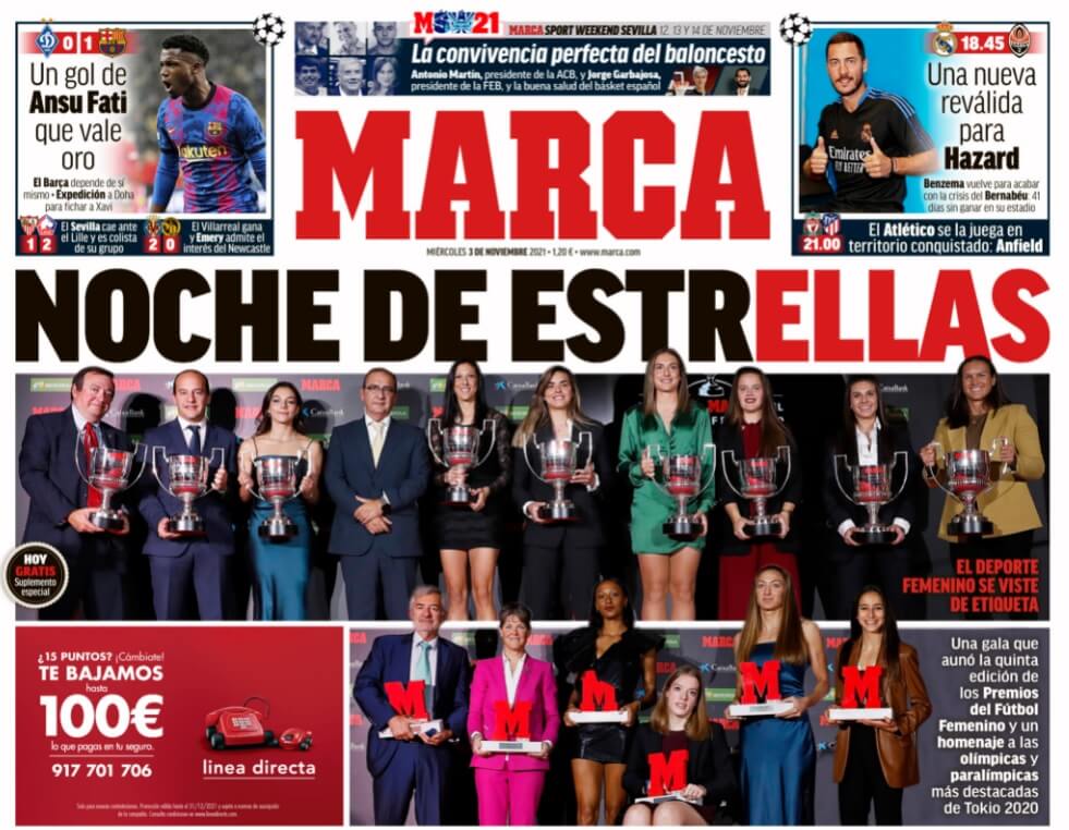 Portadas Deportivas Miércoles 3/11/2021 Portadas Deportivas Miércoles 3/11/2021