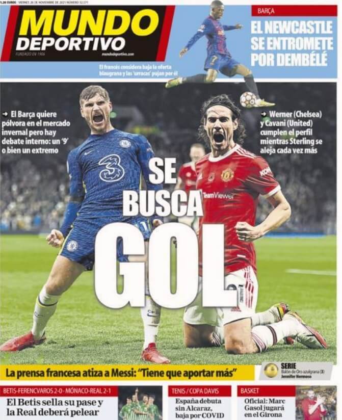 Portadas Deportivas Viernes 26/11/2021 Portadas Deportivas Viernes 26/11/2021