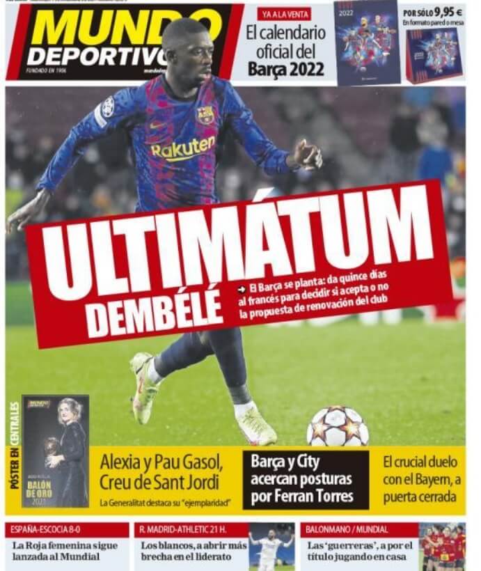 Portadas Deportivas Miércoles 1/12/2021 Portadas Deportivas Miércoles 1/12/2021