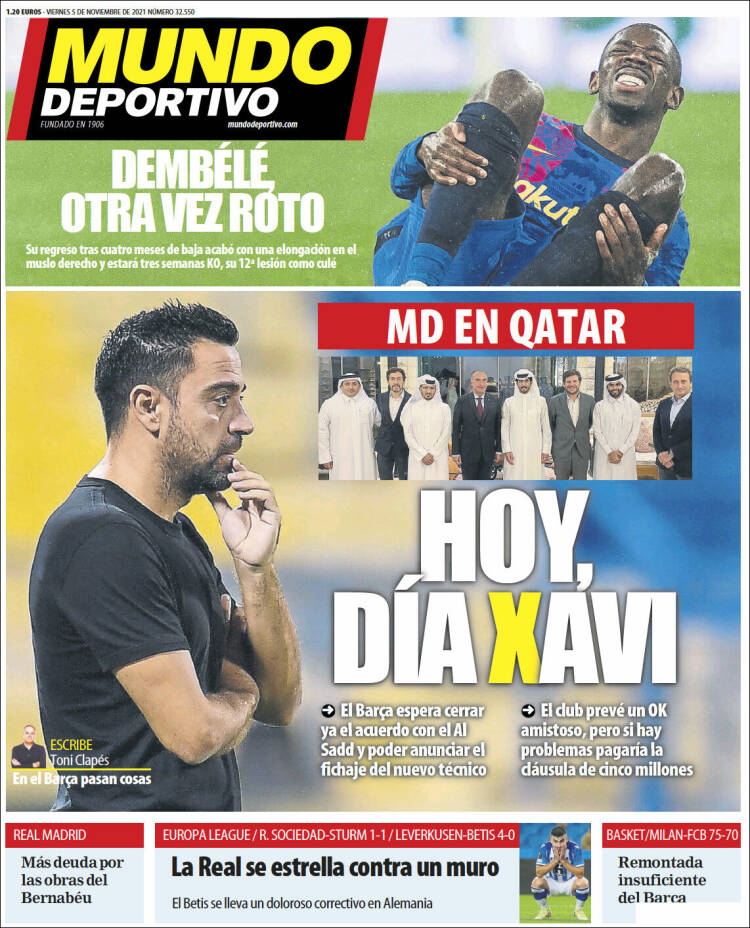 Portadas Deportivas Viernes 5/11/2021