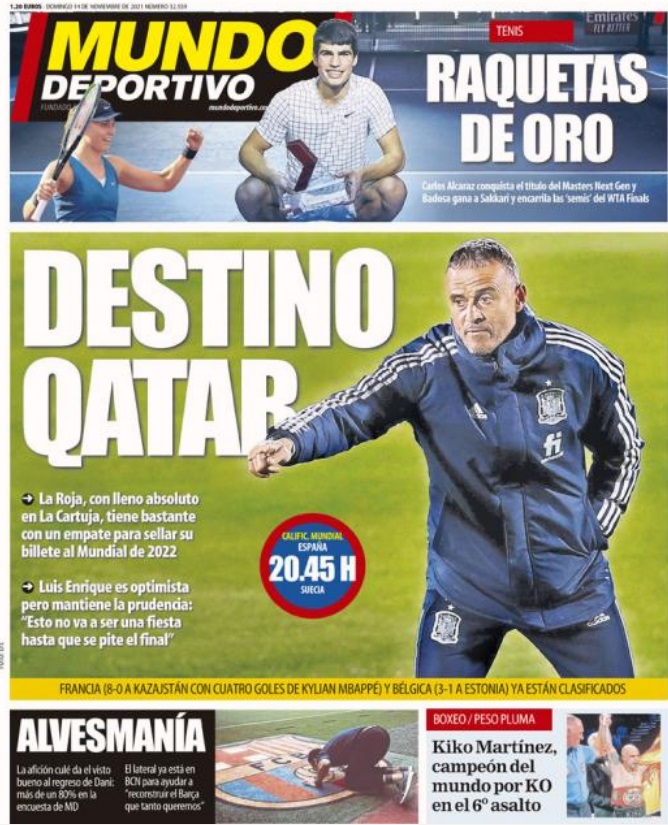 Portadas Deportivas Lunes 14/11/2021