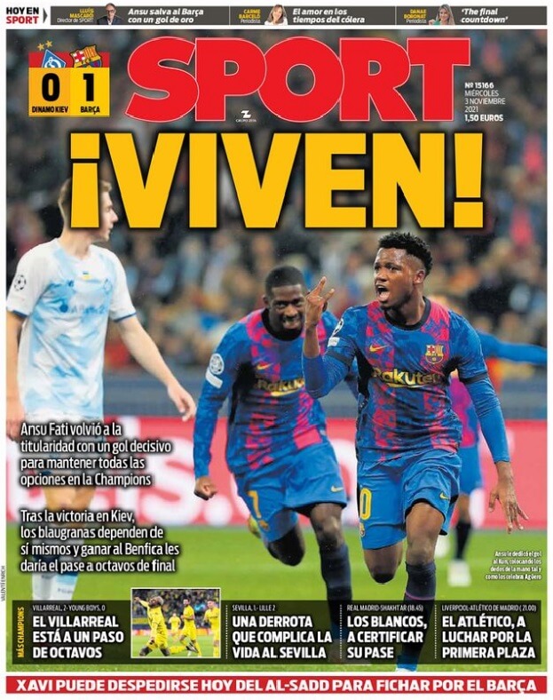 Portadas Deportivas Miércoles 3/11/2021 Portadas Deportivas Miércoles 3/11/2021