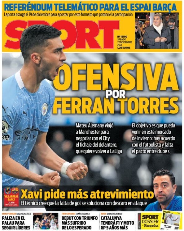 Portadas Deportivas Sábado 27/11/2021 Portadas Deportivas Sábado 27/11/2021