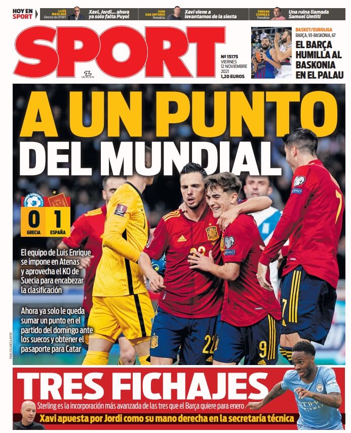 Portadas Deportivas Viernes 12/11/2021