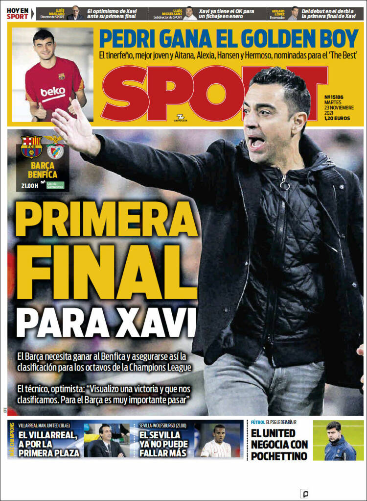 Portadas Deportivas Martes 23/11/2021 Portadas Deportivas Martes 23/11/2021