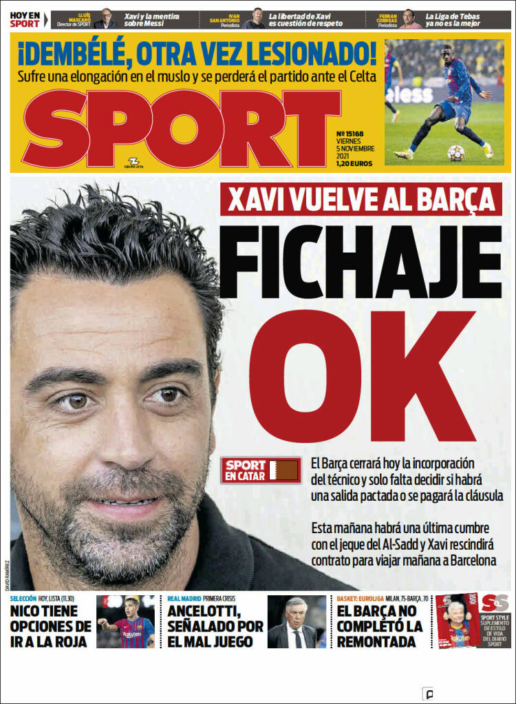 Portadas Deportivas Viernes 5/11/2021