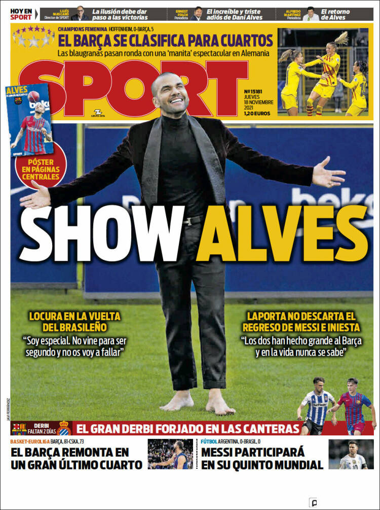 Portadas Deportivas Jueves 18/11/2021