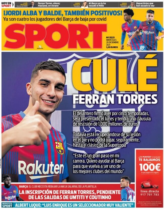 Portadas Deportivas Miércoles 29/12/2021 Portadas Deportivas Miércoles 29/12/2021