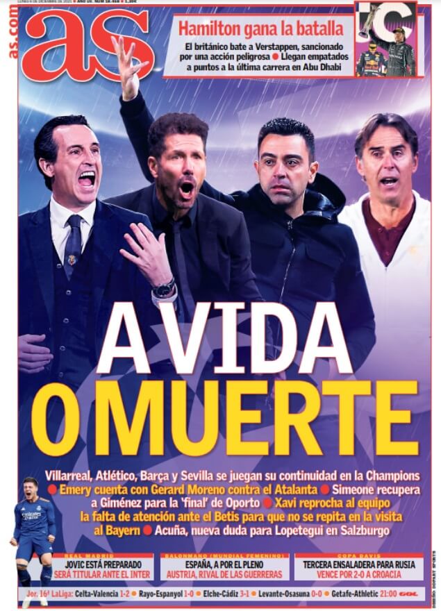 Portadas Deportivas Lunes 6/12/2021 Portadas Deportivas Lunes 6/12/2021