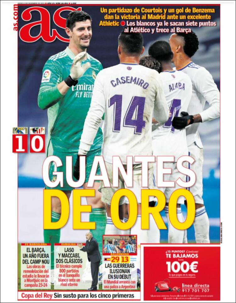 Portadas Deportivas Jueves 2/12/2021