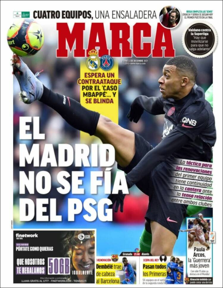 Portadas Deportivas Viernes 3/12/2021