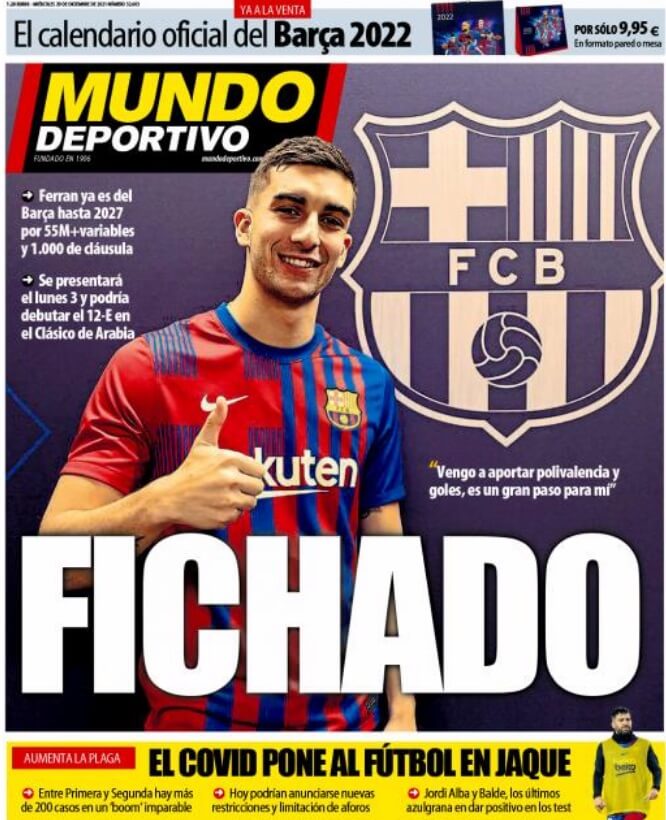 Portadas Deportivas Miércoles 29/12/2021 Portadas Deportivas Miércoles 29/12/2021