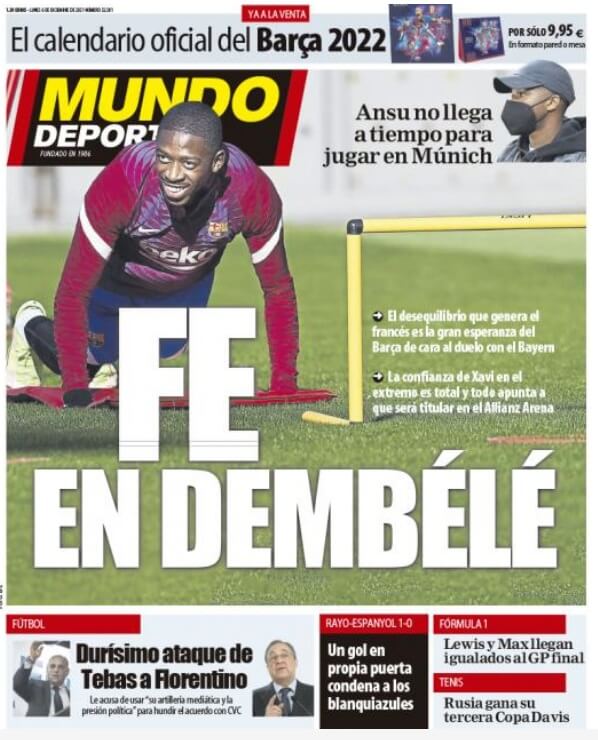 Portadas Deportivas Lunes 6/12/2021 Portadas Deportivas Lunes 6/12/2021