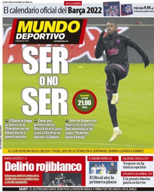 Portadas Deportivas Miércoles 08/12/2021 Portadas Deportivas Miércoles 08/12/2021