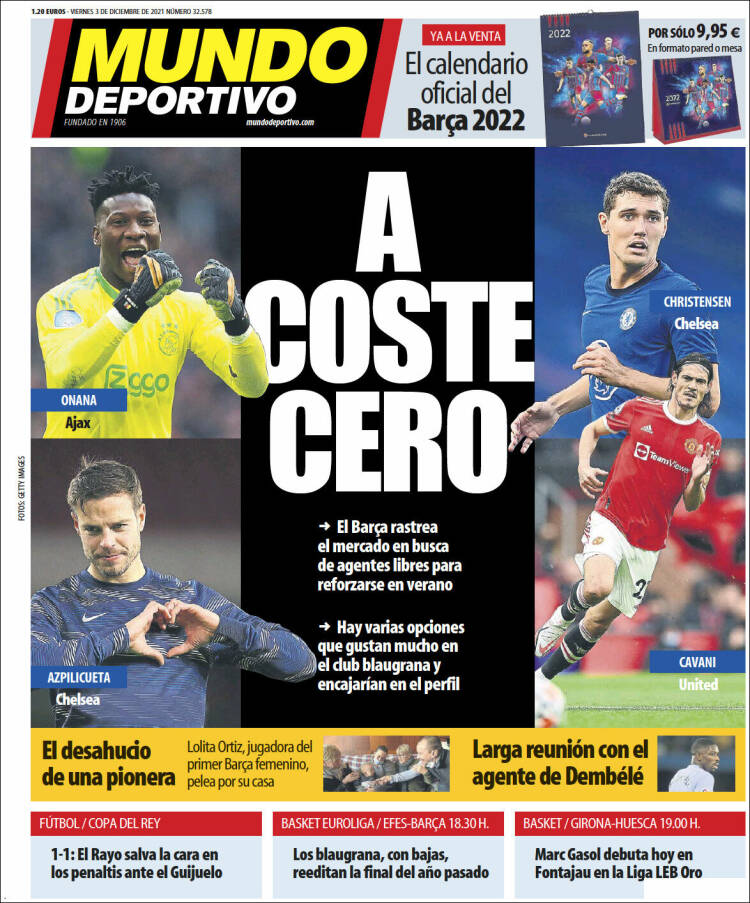 Portadas Deportivas Viernes 3/12/2021