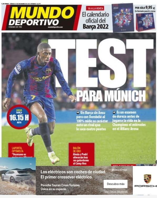 Portadas Deportivas Sábado 4/12/2021 Portadas Deportivas Sábado 4/12/2021