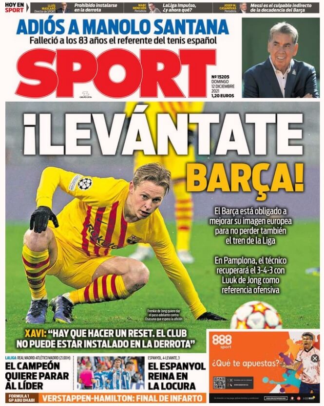 Portadas Deportivas Domingo 12/12/2021 Portadas Deportivas Domingo 12/12/2021