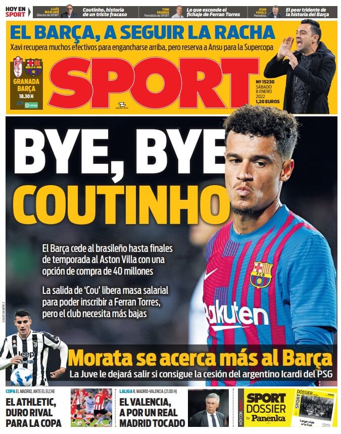 Portadas Deportivas Sábado 8/1/2022 