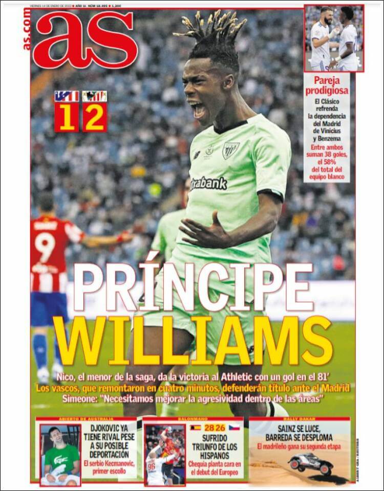 Portadas Deportivas Viernes 14/1/2022 Portadas Deportivas Viernes 14/1/2022