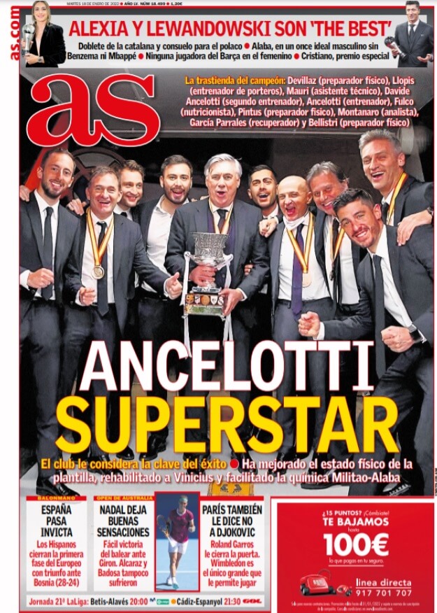 Portadas Deportivas Martes 18/1/2022 Portadas Deportivas Martes 18/1/2022