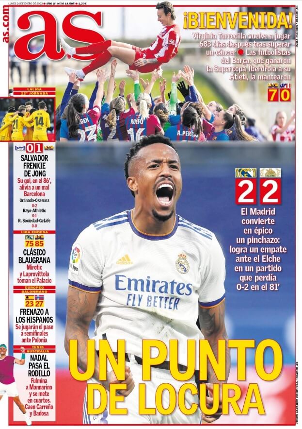 Portadas Deportivas Lunes 24/1/2022