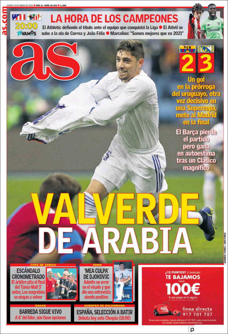 Portadas Deportivas Jueves 13/1/2022 Portadas Deportivas Jueves 13/1/2022