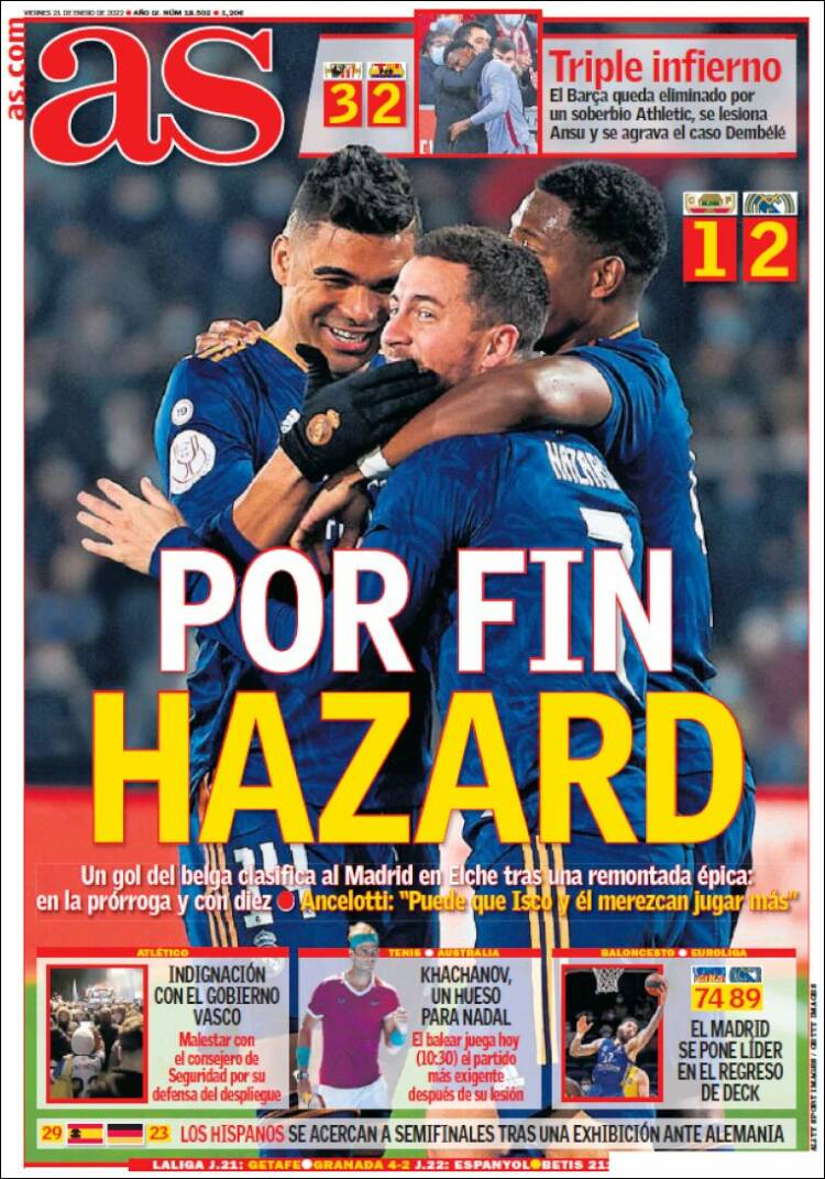 Portadas Deportivas Viernes 21/1/2022 Portadas Deportivas Viernes 21/1/2022