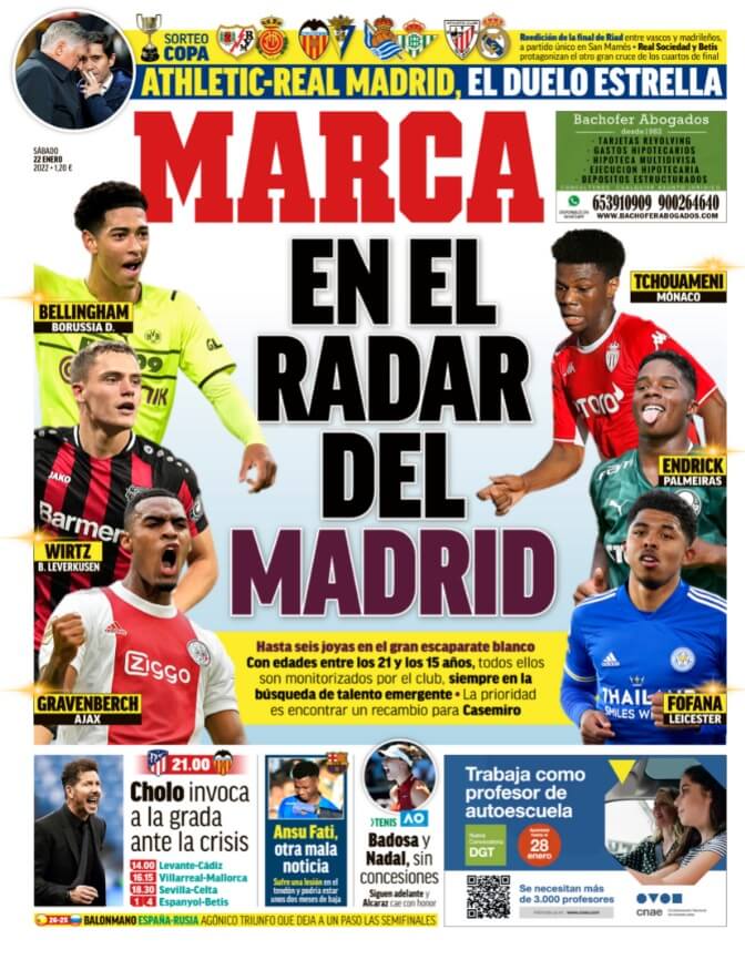 Portadas Deportivas Sábado 22/1/2022 Portadas Deportivas Sábado 22/1/2022