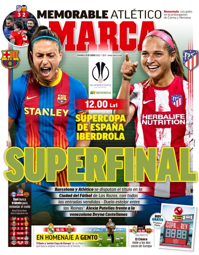 Portadas Deportivas Domingo 23/1/2022