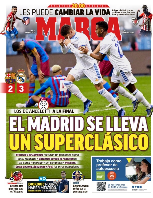 Portadas Deportivas Jueves 13/1/2022 Portadas Deportivas Jueves 13/1/2022