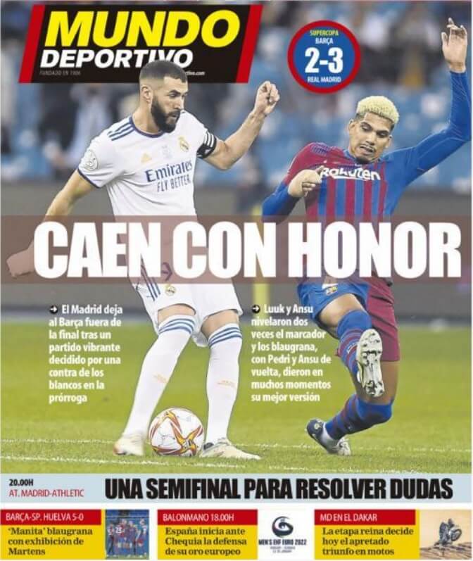 Portadas Deportivas Jueves 13/1/2022 Portadas Deportivas Jueves 13/1/2022