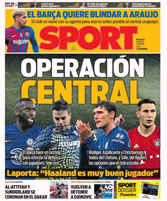 Portadas Deportivas Sábado 15/1/2022 Portadas Deportivas Sábado 15/1/2022