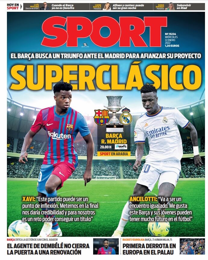 Portadas Deportivas Miércoles 12/1/2022
