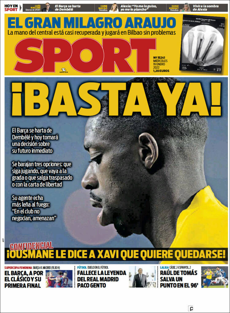 Portadas Deportivas Miércoles 19/1/2022