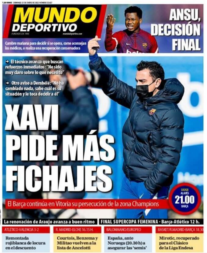 Portadas Deportivas Domingo 23/1/2022