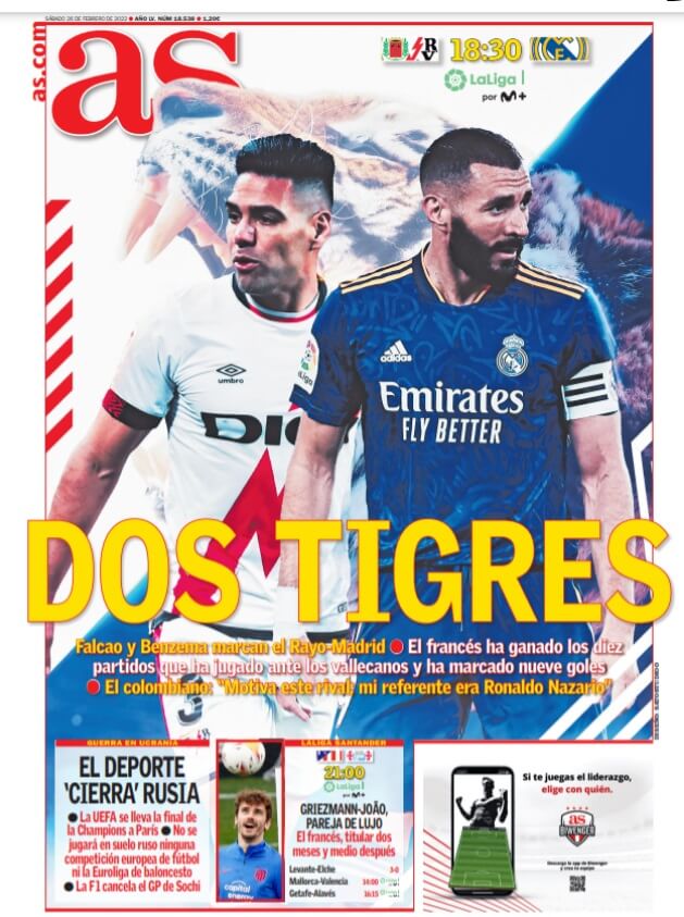 Portadas Deportivas Sábado 26/2/2022 Portadas Deportivas Sábado 26/2/2022