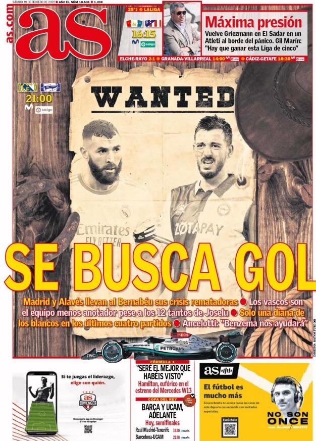 Portadas Deportivas Sábado 19/2/2022 Portadas Deportivas Sábado 19/2/2022
