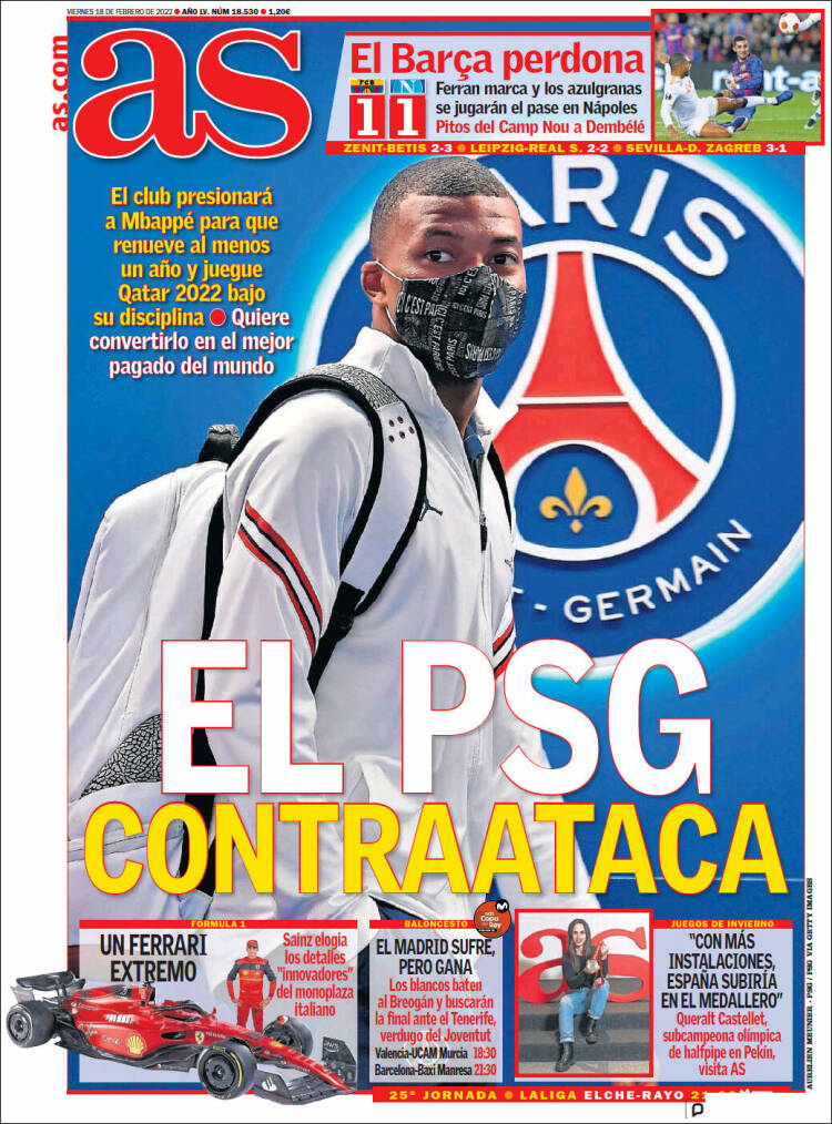 Portadas Deportivas Viernes 18/2/2022