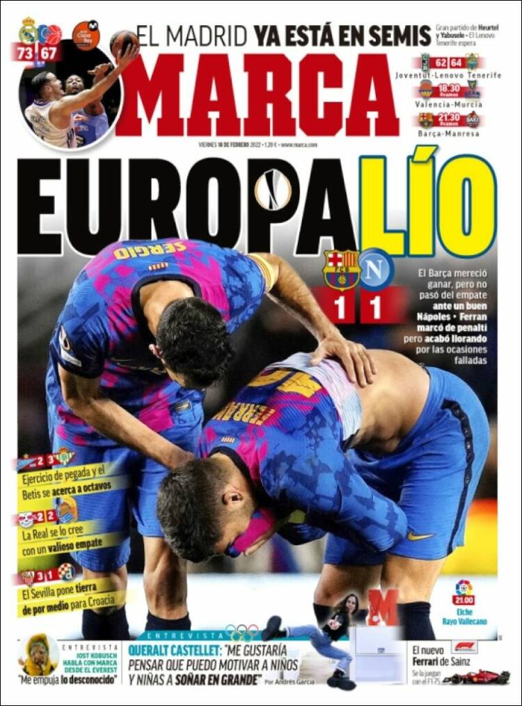 Portadas Deportivas Viernes 18/2/2022