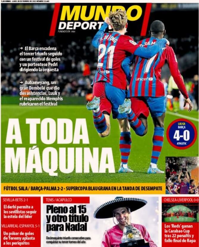 Portadas Deportivas Lunes 28/2/2022 Portadas Deportivas Lunes 28/2/2022